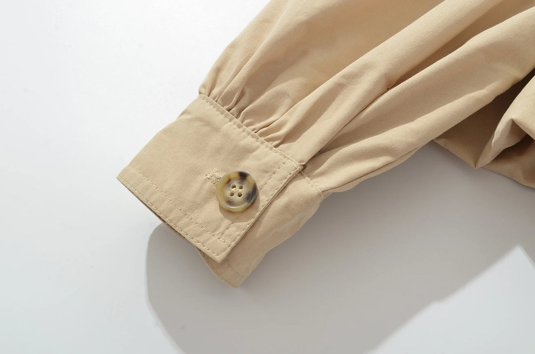 Sweet Stand Collar Pleated Blouse