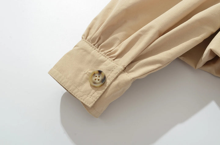 Sweet Stand Collar Pleated Blouse
