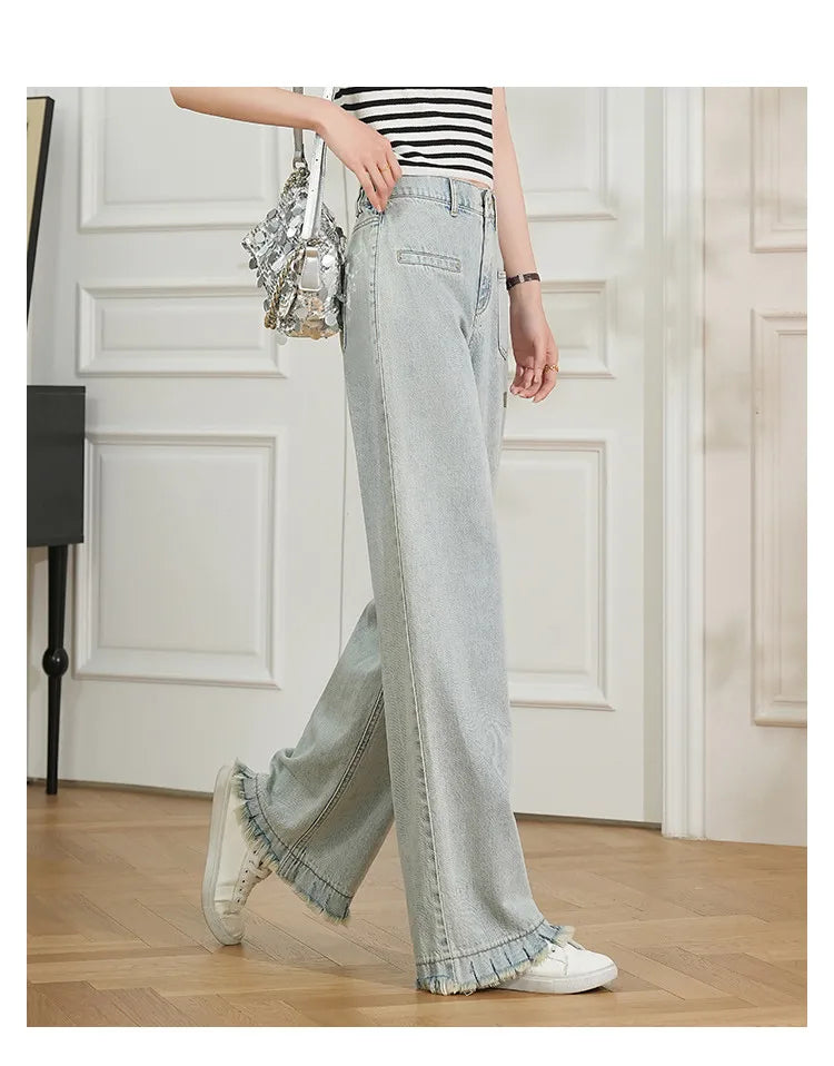 High-Waist Wide Leg Denim Pants