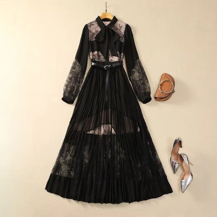 Black Long Sleeve Swing Dress