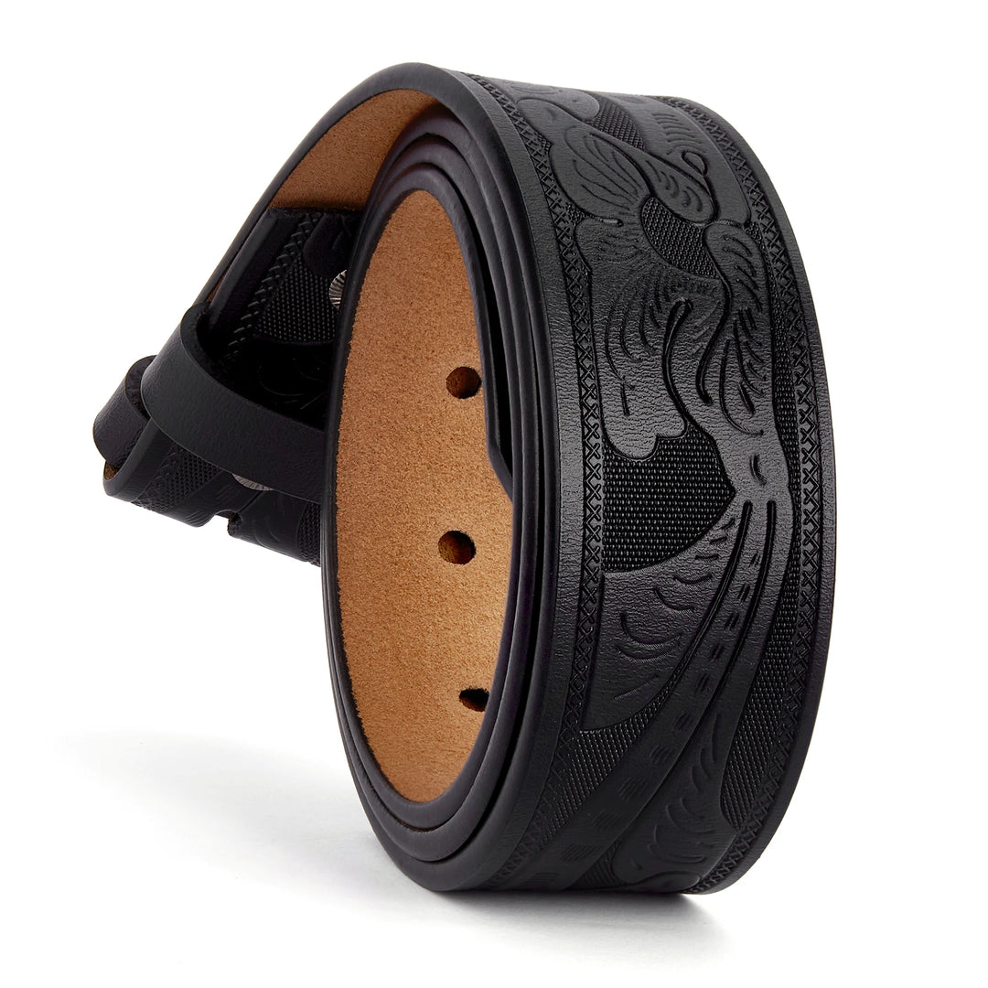 Two Layer Embossed Cowhide Leather Belt