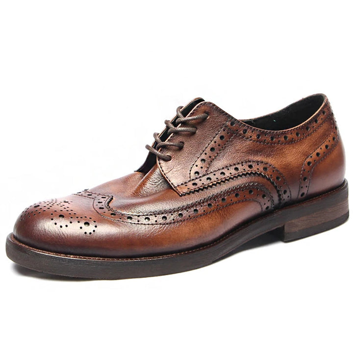 British Stylish Block Design Brogue Shoes