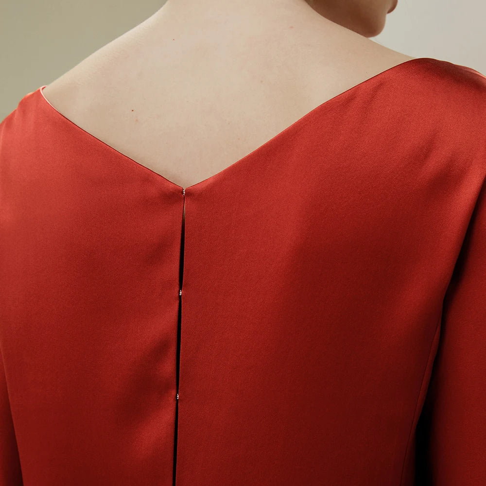 Refined Back Slit Silk Blouse