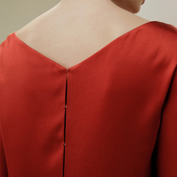 Refined Back Slit Silk Blouse