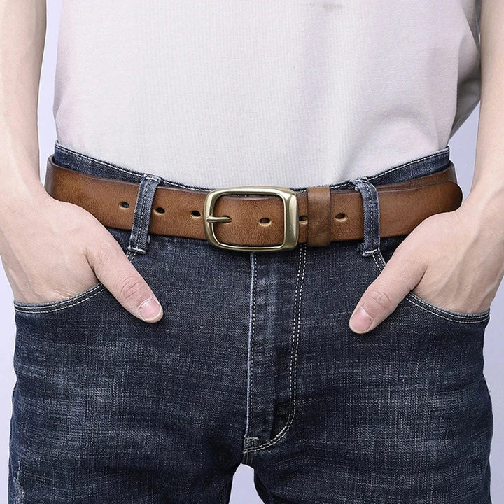 Vintage Copper Buckle Leather Belt