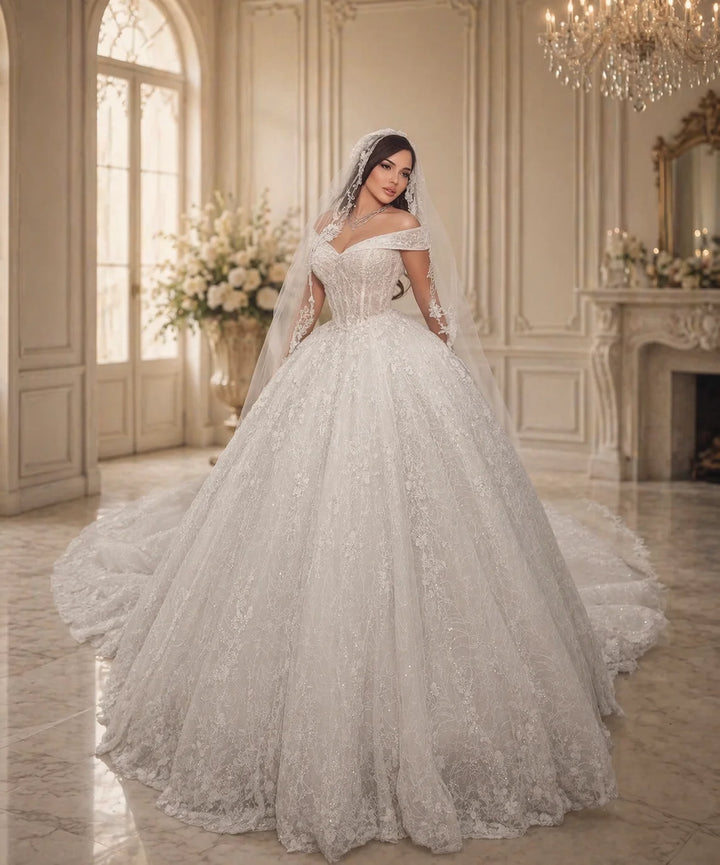 Lovely Off Shoulder Princess Wedding Dress