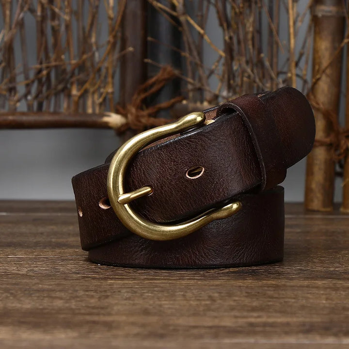 Stylish Horseshoe Buckle Leather Belt