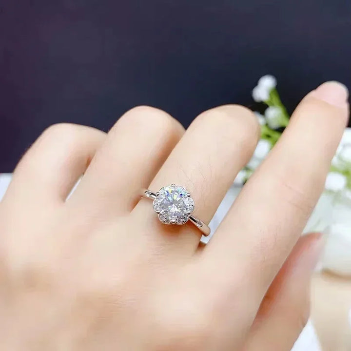 Elegant Flower Bud Moissanite Ring
