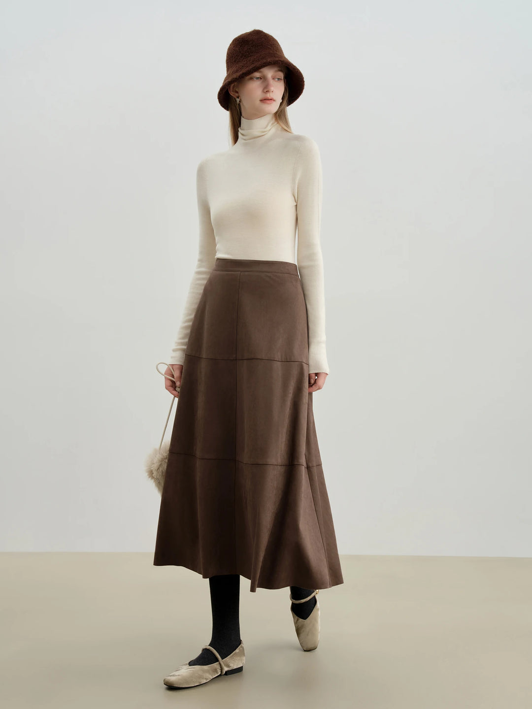 Stunning A-Line Paneled Midi Skirt