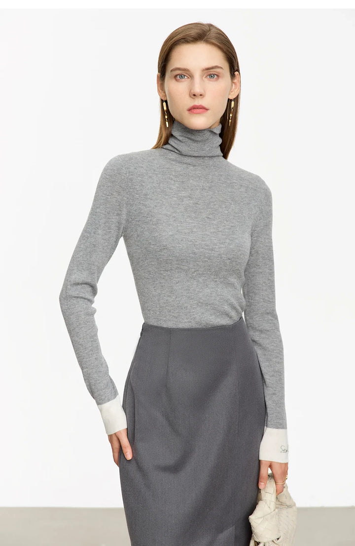 Spliced Turtleneck Pullover Sweaters