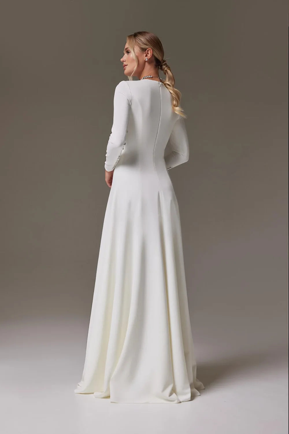 Modest Floor-Length Bridal Dress