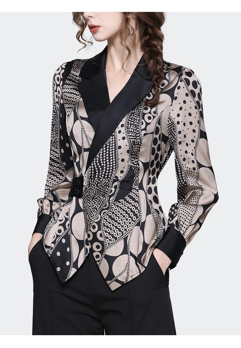 Stylish Satin Polka Dot Slim Top