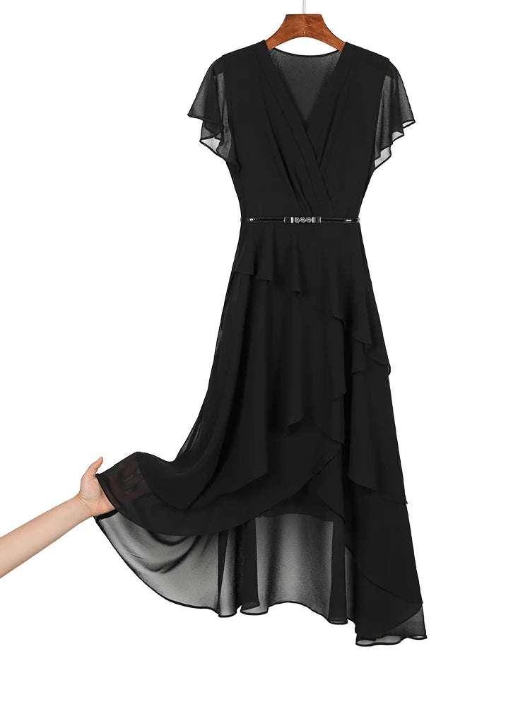 Robe gracieuse en mousseline taille haute pour femme