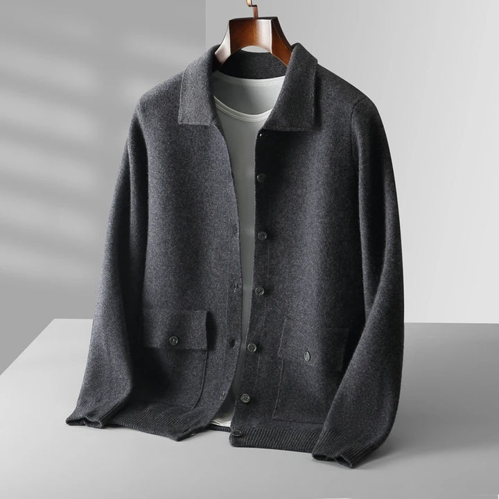 Polo Neck Wool Cardigan