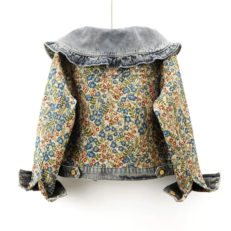 Stylish Embroidered Jacquard Denim Jacket