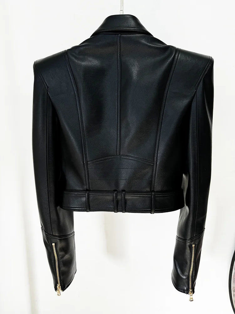 Peak Shoulder Double Breasted Moto Jacket
