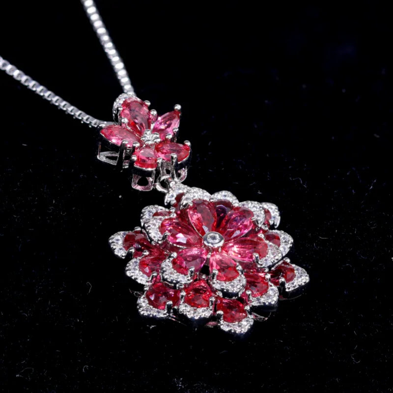 Lovely Red Corundum Pendant Necklace