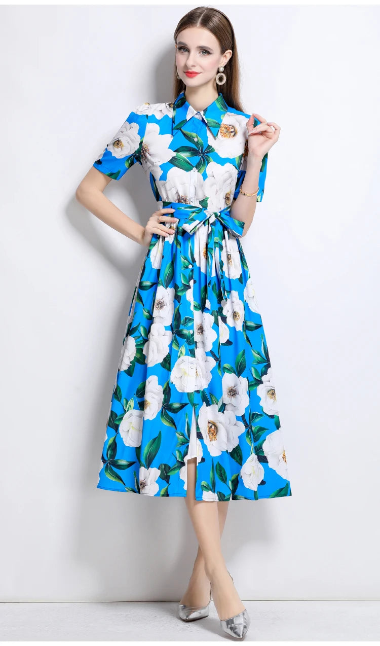 Timeless Elegance Printed Boho Flower Dress
