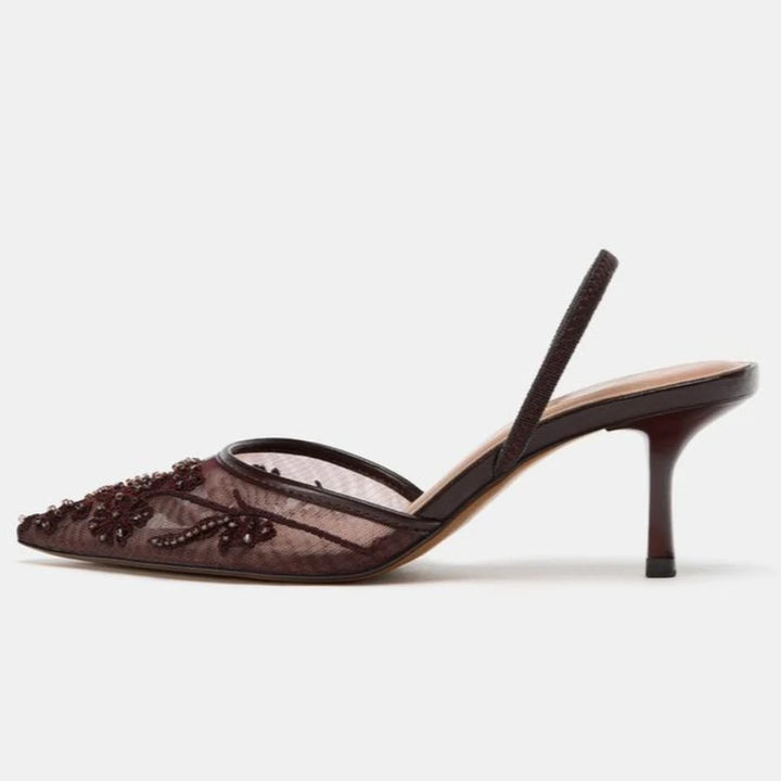 Luxury Mesh Embroider High Heels