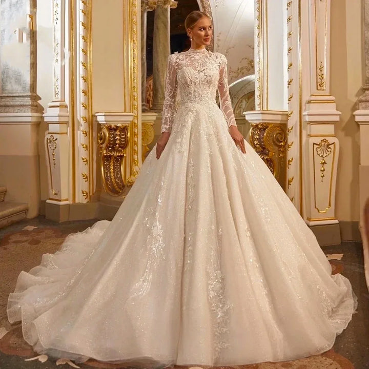 Lovely Appliqued A-Line Bridal Dress