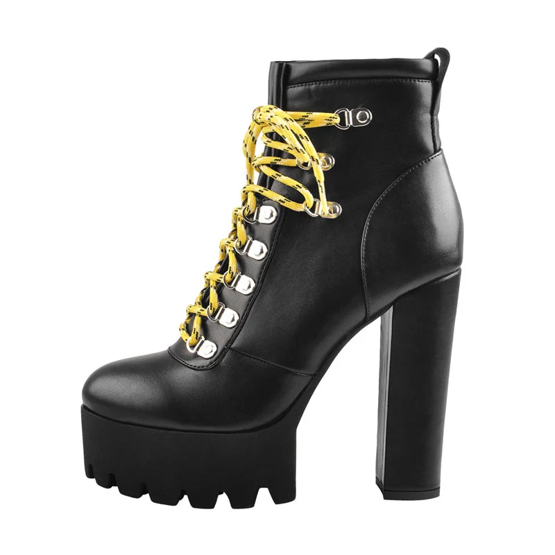 Modern Flock Thick High Heel Boots