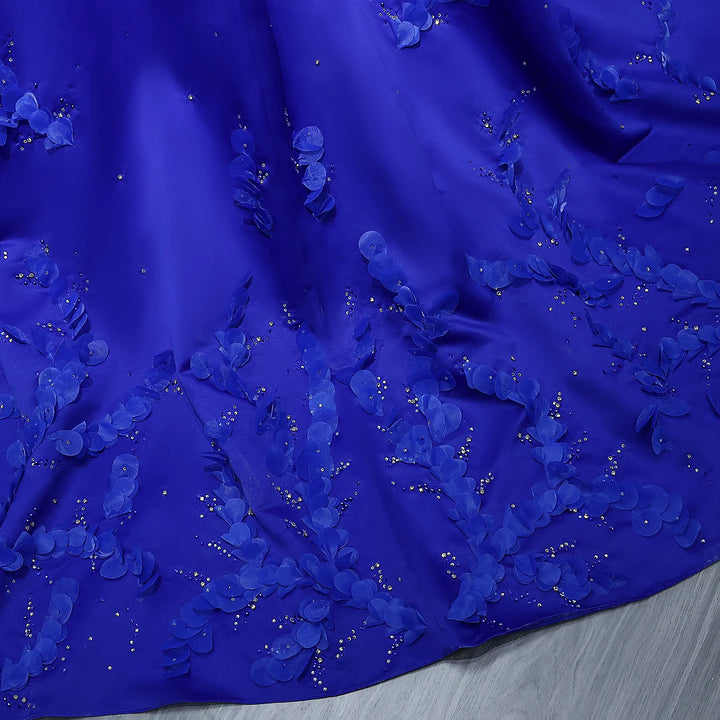 Sophisticated Crystal 3D Flower Evening Dress