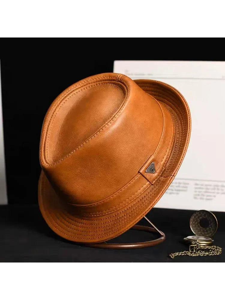 Premium Leather Gentleman Brim Hat