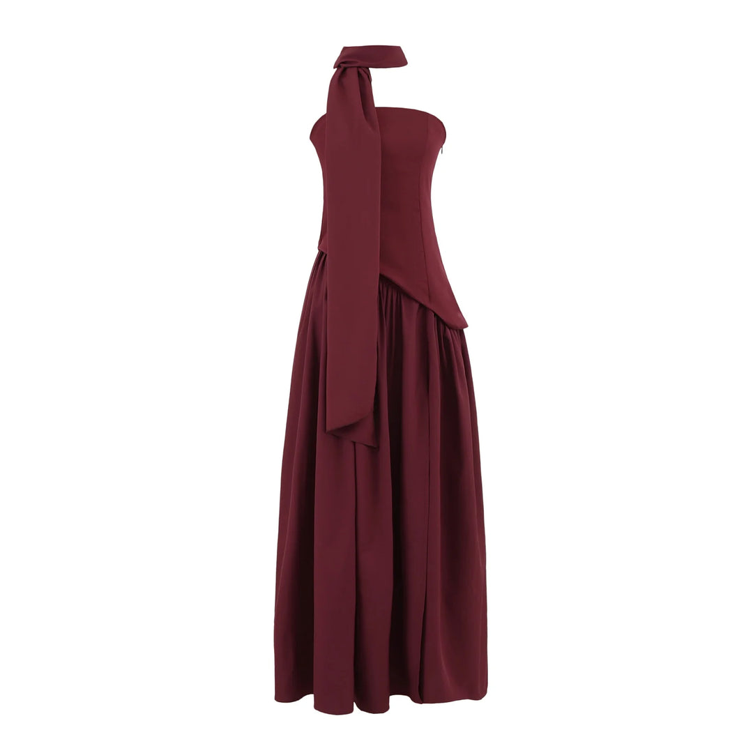 Smart Pleated High Slit Long Dress