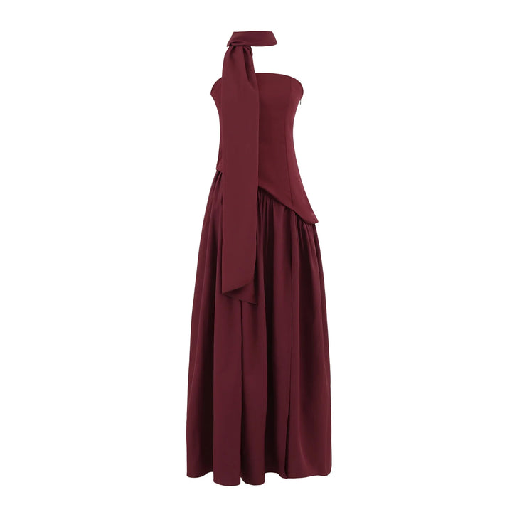 Smart Pleated High Slit Long Dress