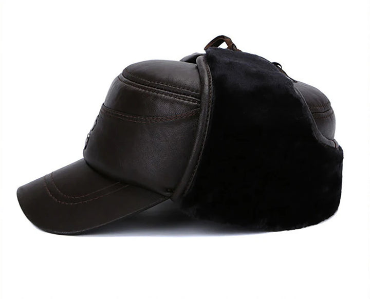 Stylish Ear Flap Men’s Leather Hat