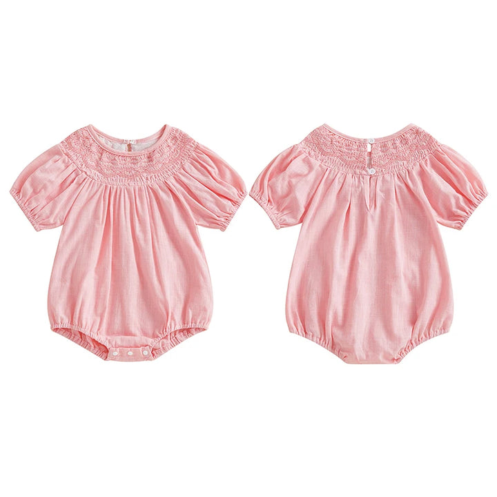 Stylish Smocked Bubble Baby Girl's Romper