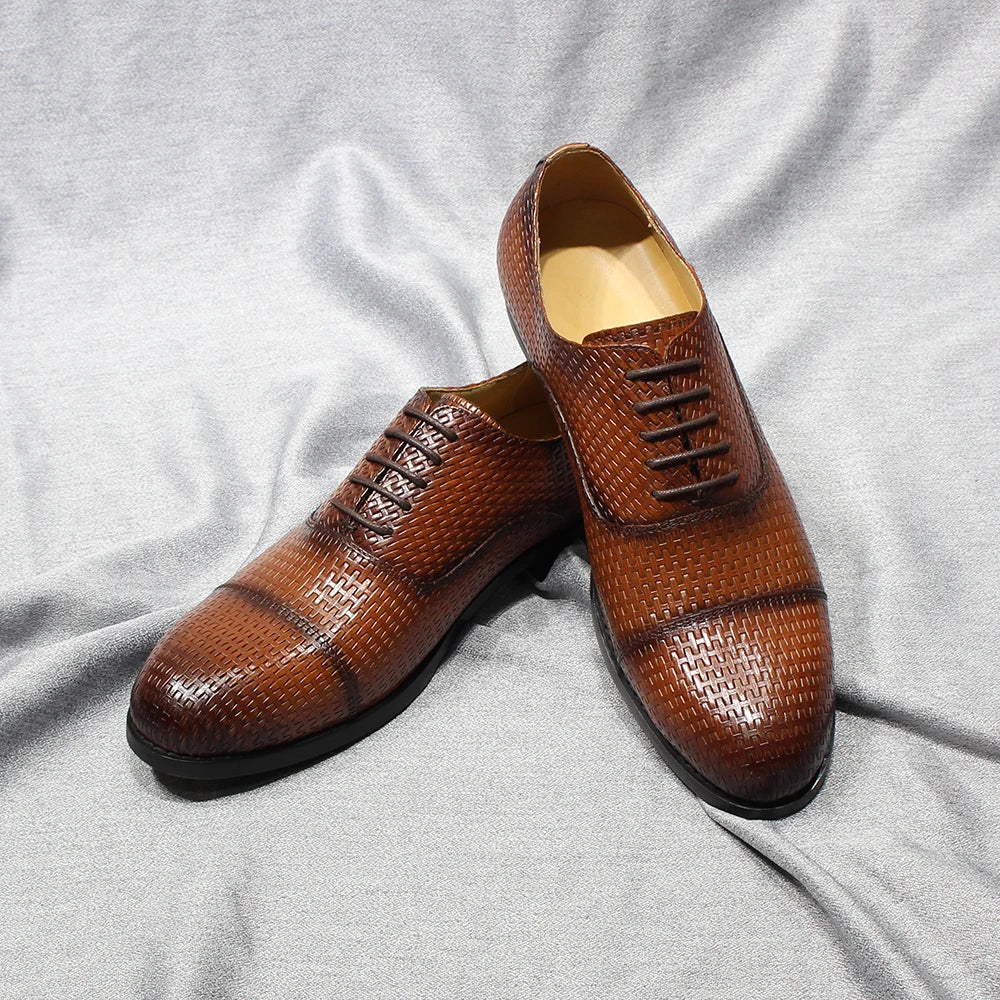 Cap Toe Men's Leather Oxford Shoes