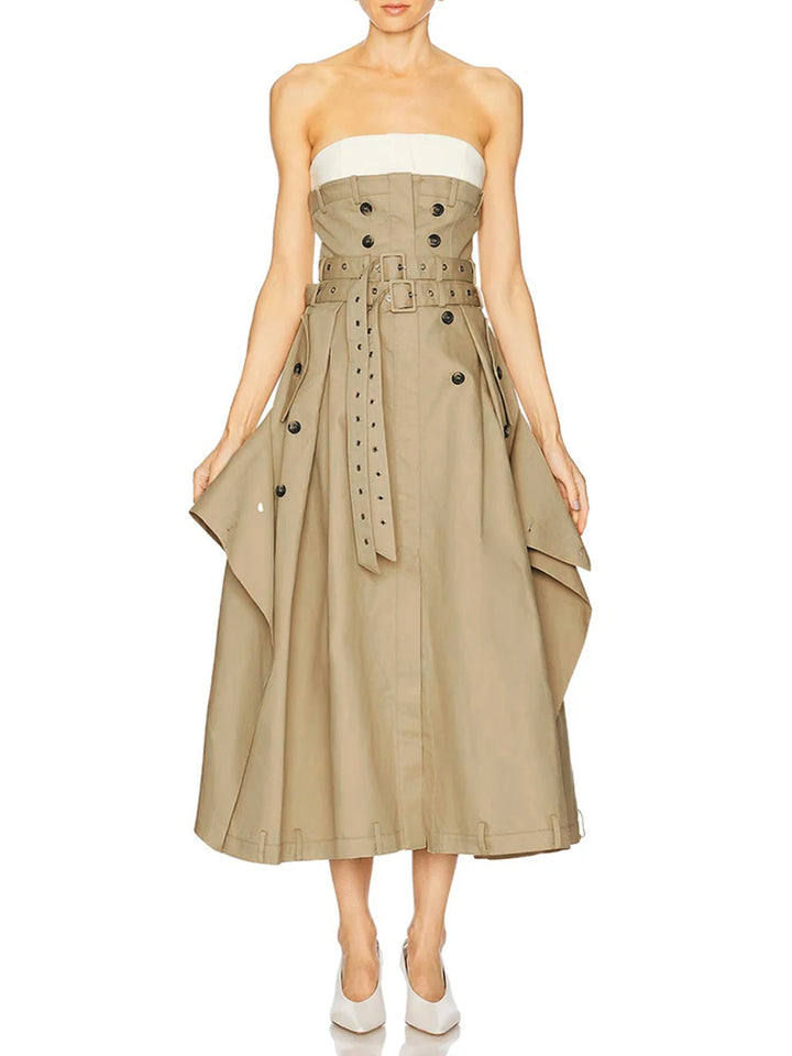 Stunning Spliced Button Slimming Dress