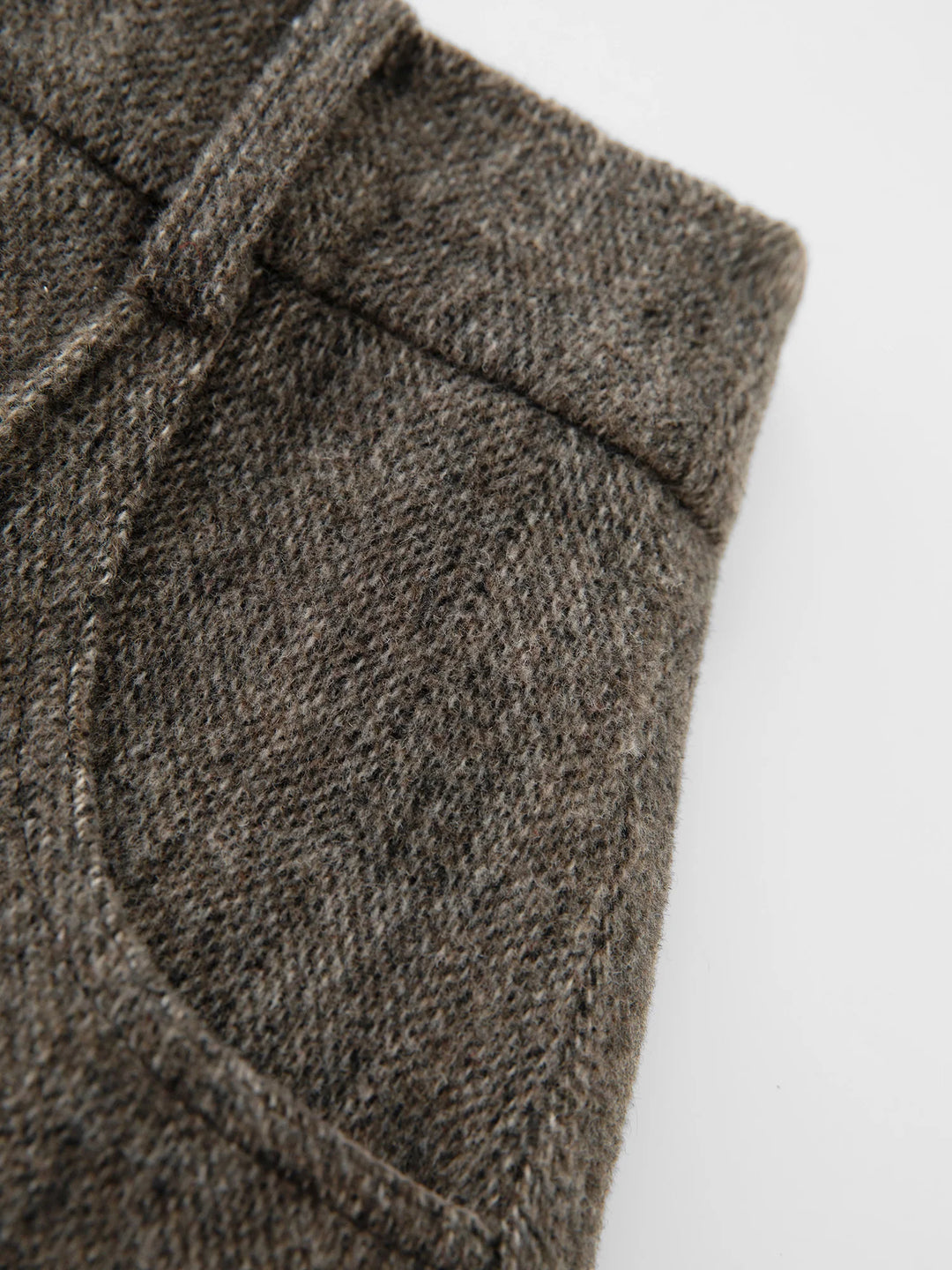 Retro Mid-Length Slit Wool Skirt