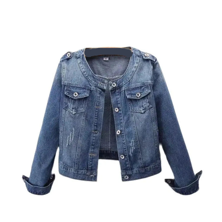 Oversized O-neck Short Denim Jean Jacket