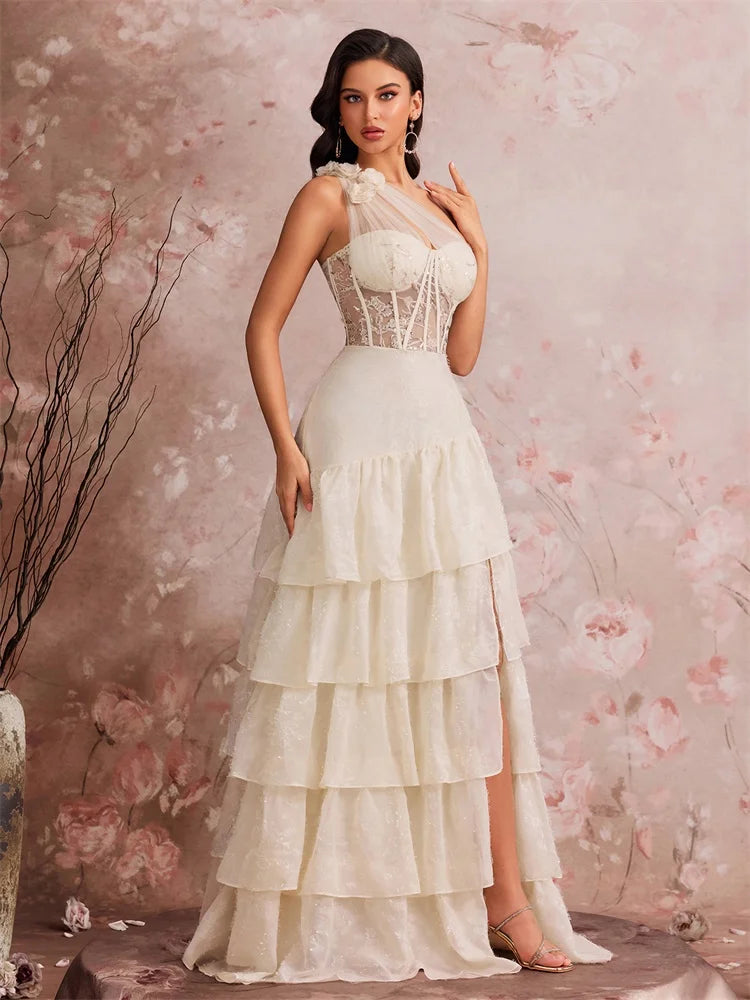 Charming Skew-shouldered Cocktail Gown