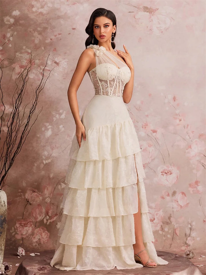 Charming Skew-shouldered Cocktail Gown
