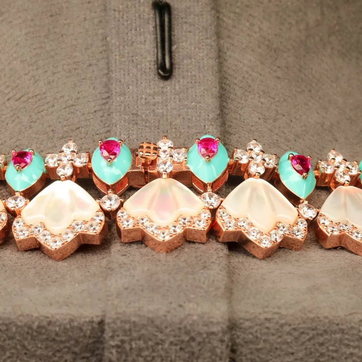 Lab Sapphire Diamond Accents Necklace