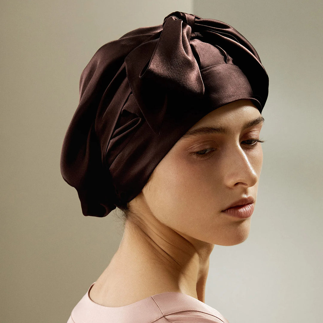 Adjustable Band Pure Silk Tie Bonnet