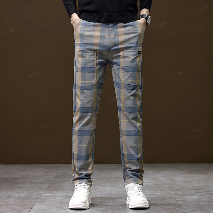 Luxury Plaid Check Slim Fit Pants