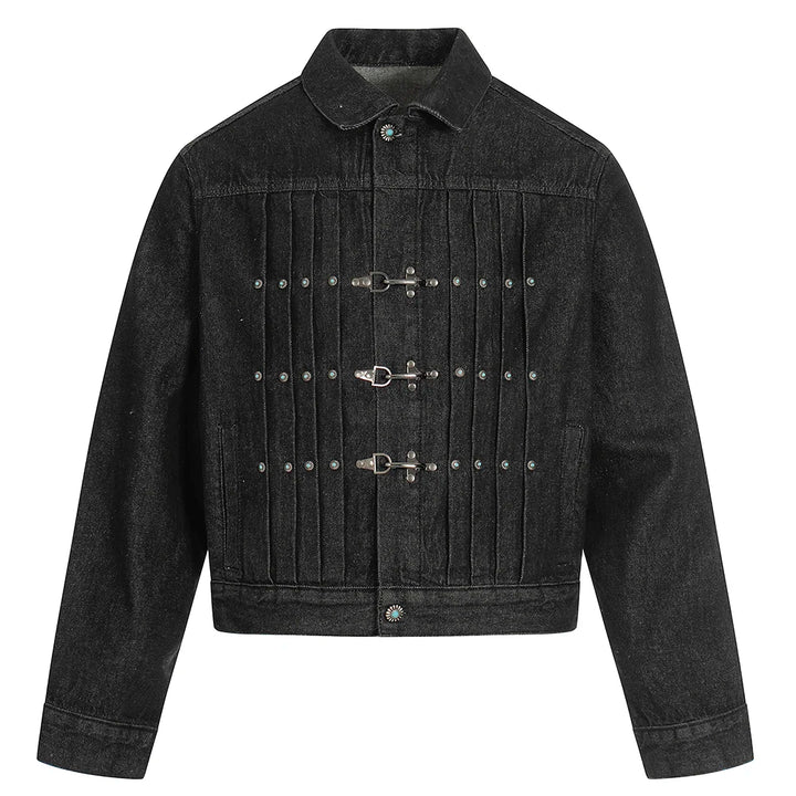 Vintage Turquoise Buttons Denim Jacket