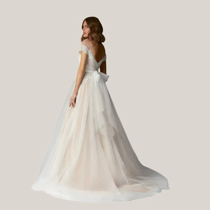 Graceful Cap Sleeves Bridal Dress