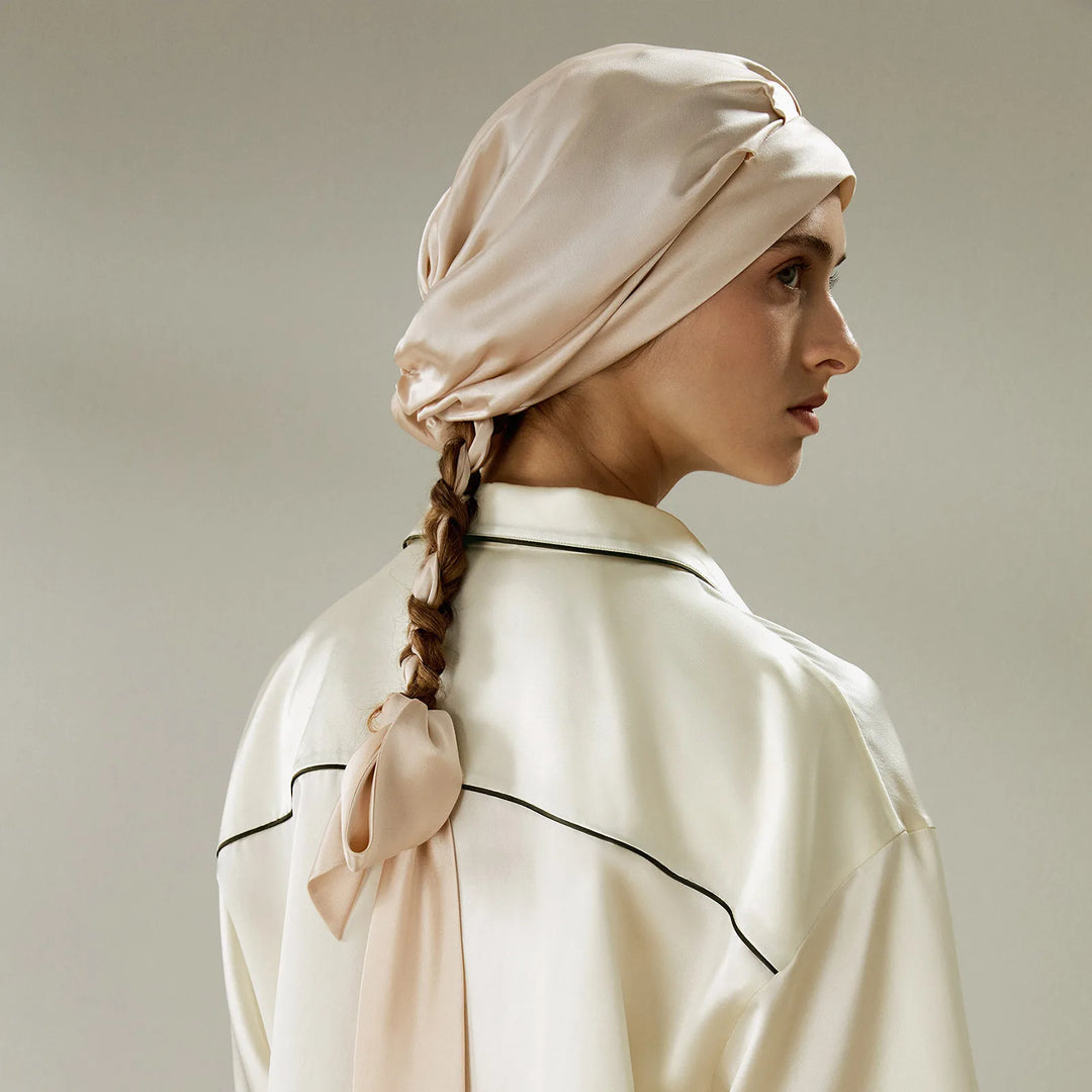 Adjustable Band Pure Silk Tie Bonnet