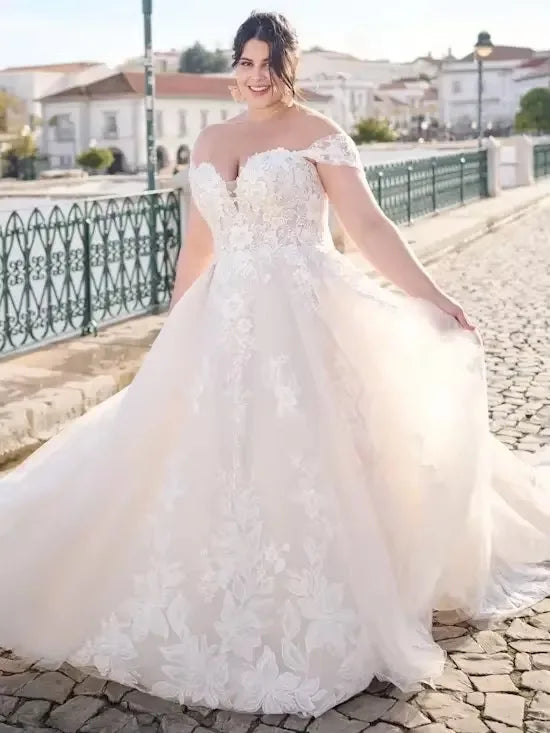 Off Shoulder Appliques Bridal Dress