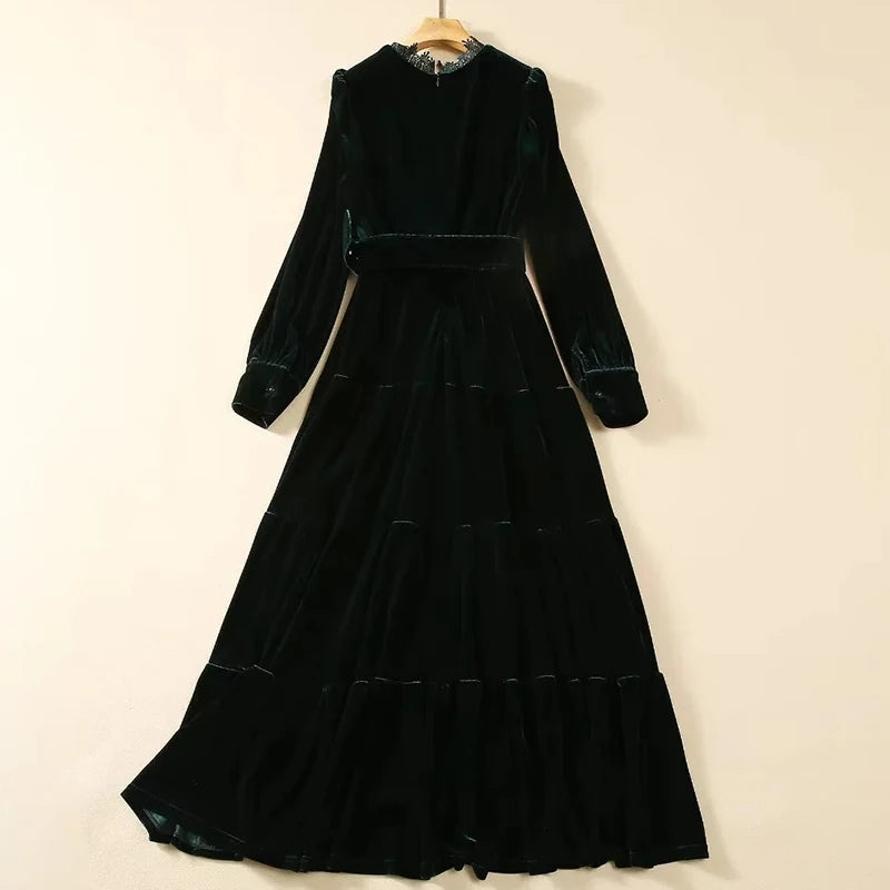 Hollowed-Out Velvet Dress
