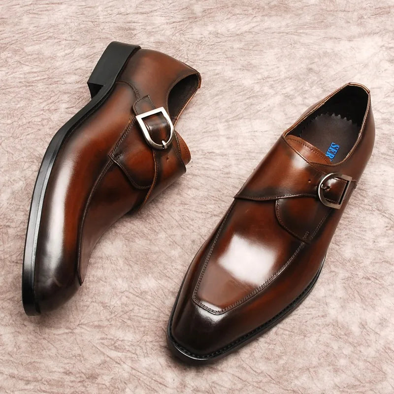 British Monk Strap Leather Shoes
