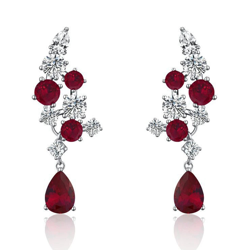 Delightful Pear Cut Ruby Drop Earrings
