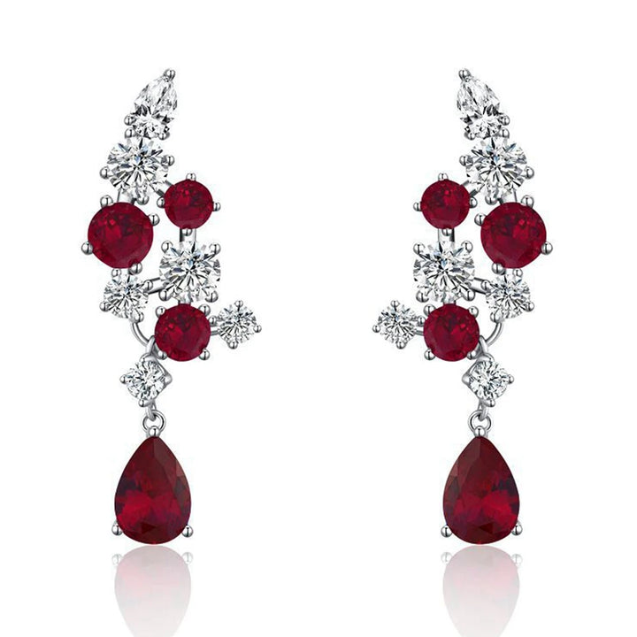 Delightful Pear Cut Ruby Drop Earrings