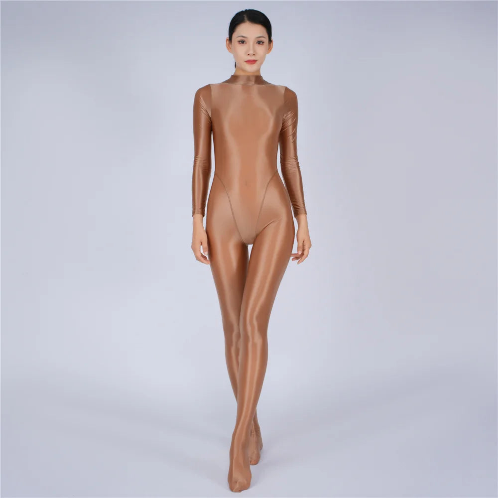 Elegant Oil Glossy Fit Yoga Rompers