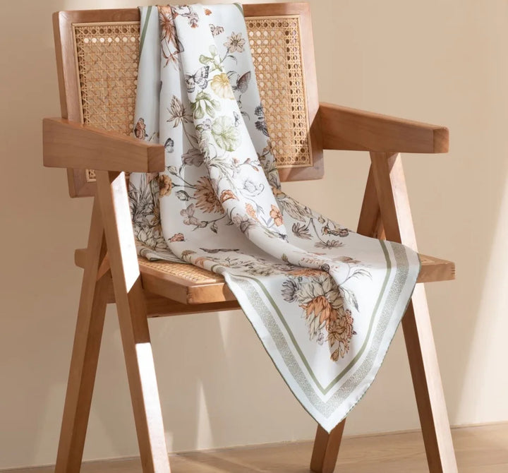 Chinese Style Mulberry Silk Square Scarf